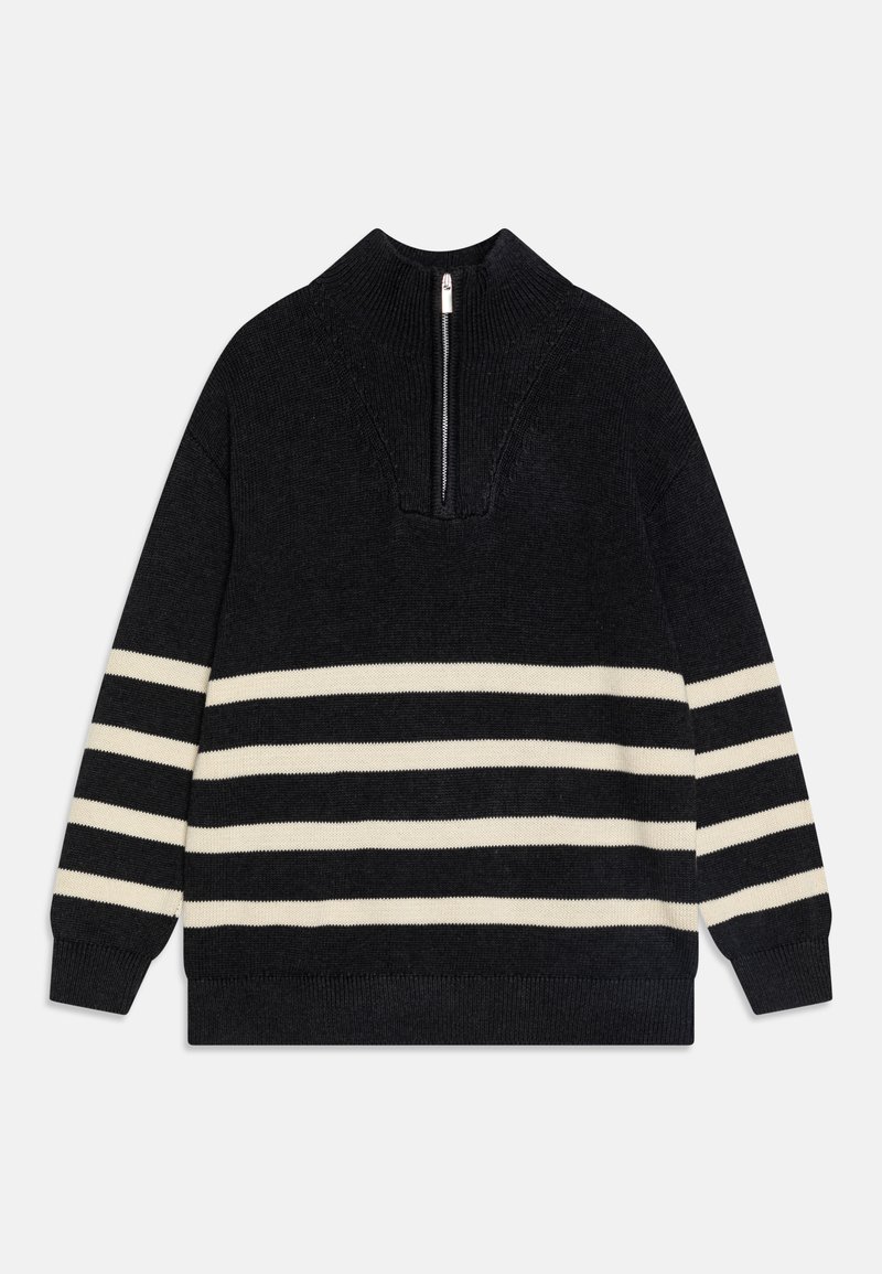 Lindex HALFZIP STRIPE UNISEX - Striktrøje - dark grey