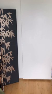Λευκή συρόμενη πόρτα ανοίγει για να αποκαλύψει κρυφά ράφια με βιβλία και διακοσμητικά αντικείμενα μέσα σε ένα δωμάτιο με ξύλινο δάπεδο.