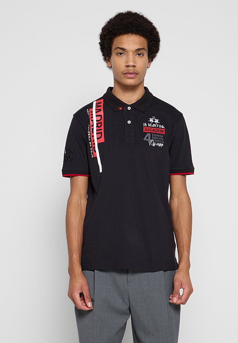 LA MARTINA Poloshirt zwart denim/blackdenim