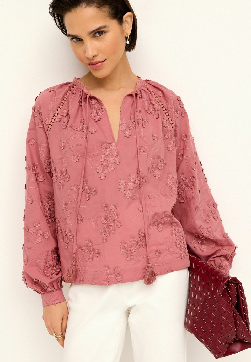 Next TIE NECK FLORAL-REGULAR FIT - Blūze - blush pink