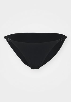 Μαύρο κάτω μέρος μπικίνι από απαλή, ελαστική ύφανση. Διαθέτει κλασική κοπή με μεταλλικά αξεσουάρ στα πλάγια και αδιάσπαστο σχέδιο.