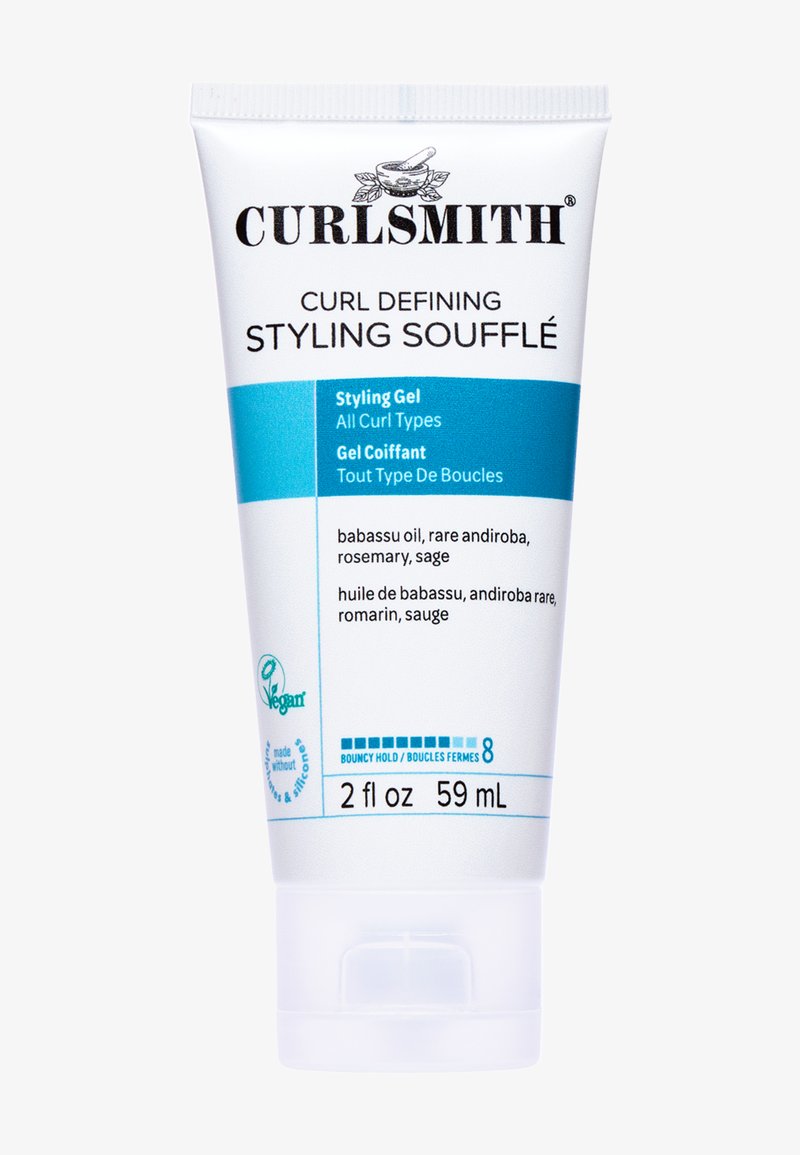 CURLSMITH Soufflé coiffant définissant les boucles tube, 2 fl oz, vegan, contient de l'huile de babassu, andiroba, romarin, sauge, pour tous types de boucles, niveau de fixation 8.