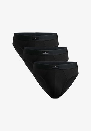 Zwarte katoenen slips in een verpakking van drie, met een soepele elastische tailleband met een logolabel, ontworpen voor comfort en pasvorm.