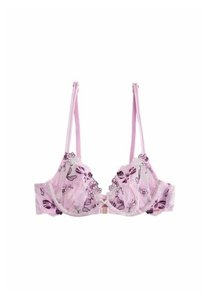 Lipsy, NON PAD UNDERWIRE PLUNGE BRA - Podprsenka bez kostíc - pink embroidery