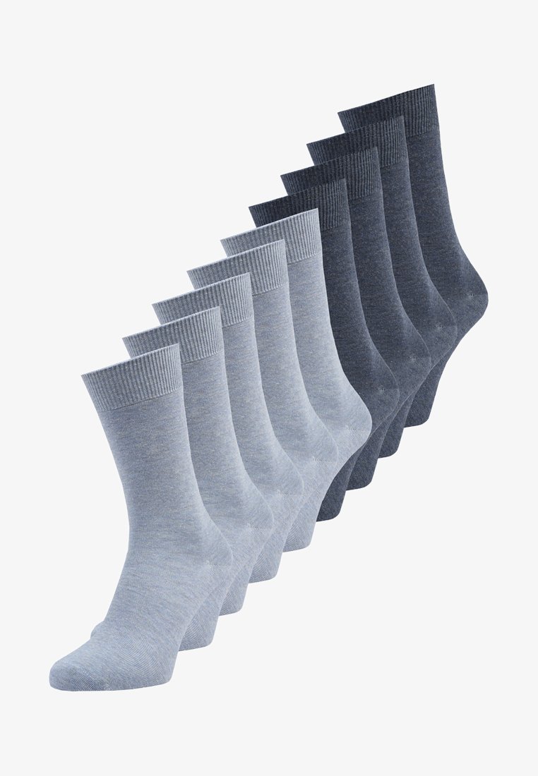 Kümme sokki erinevates sinise ja halli toonides. Valmistatud pehmest, tekstureeritud kangast koos ribadega ülemise osaga. Tavaline crew-pikkus.