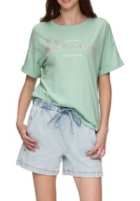 QS T-shirt print - ozeangrün