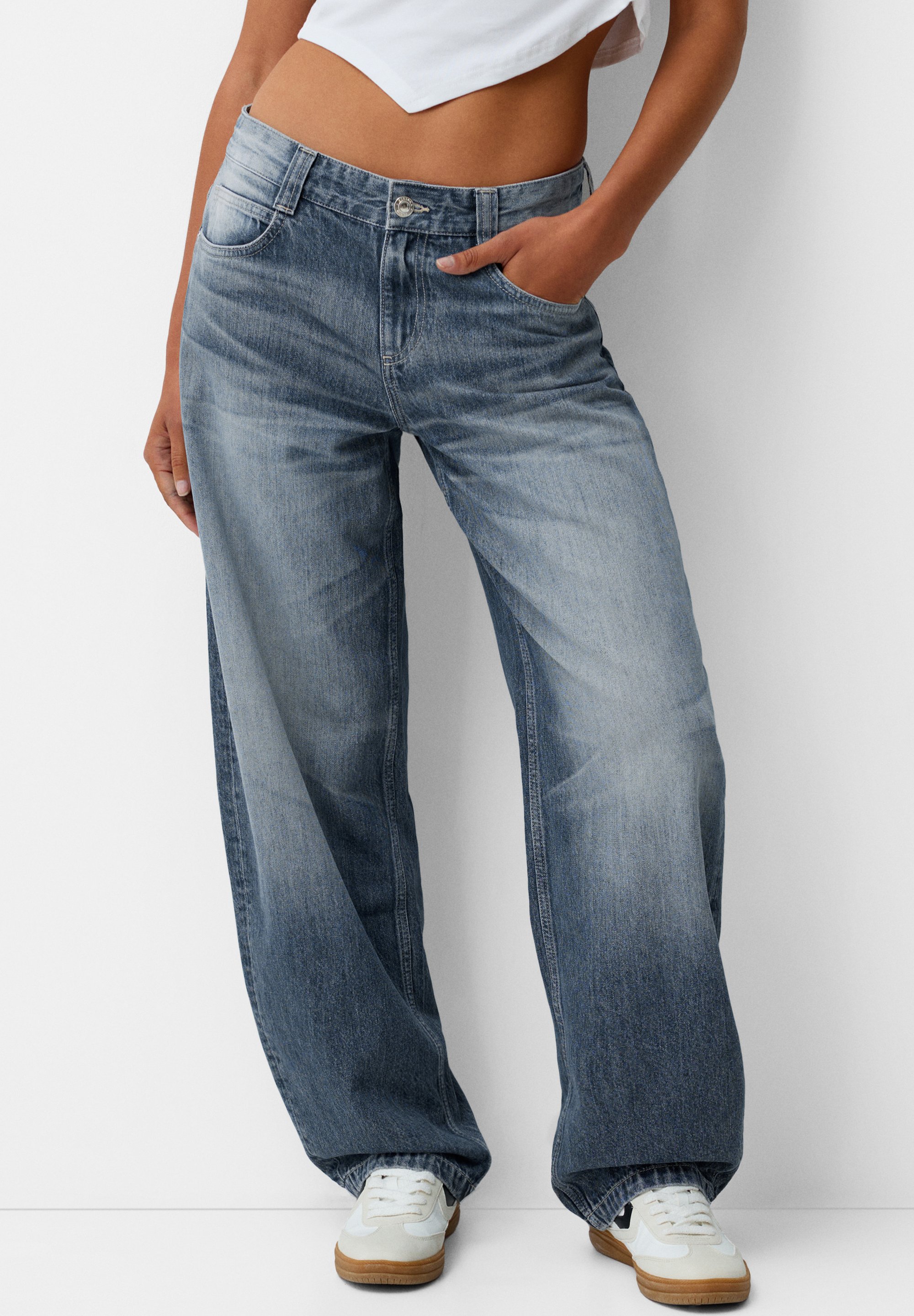 Bershka BALLOON BAGGY Jeans baggy dark blue/blu scuro Zalando