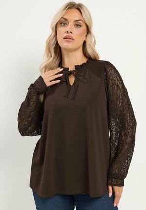 Yours Clothing, PLUS SIZE LONG SLEEVE TOPS - Blouse - dark brown