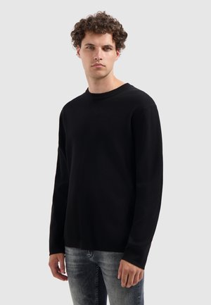 REGULAR FIT CREWNECK LS - Strickpullover - black