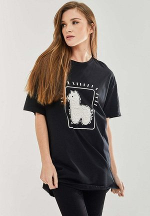 LLAMA OVERSIZED  - Print T-shirt - black