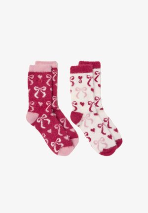 FatFace, 2 PAIRS FLUFFY BOW SOCKS - Socks - ivory