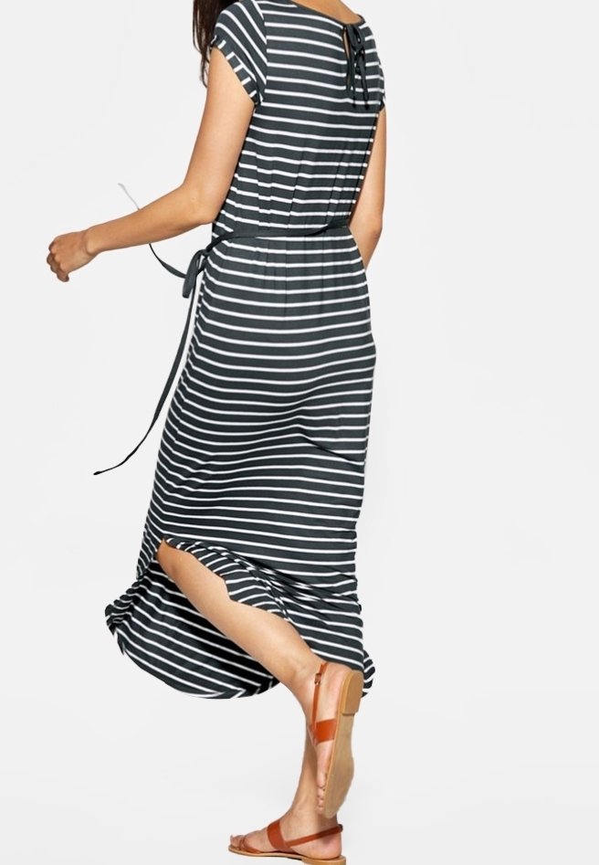 Vestido Maxi Vestido Blanco Con Rayas Azul Marino Street One