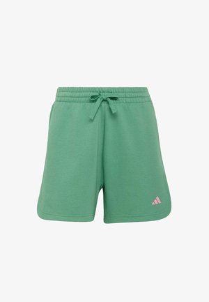 Zelene kratke hlače od mješavine pamuka s elastičnim pojasom i podesivim vezicama. Na donjoj desnoj strani nalazi se ružičasti logotip.