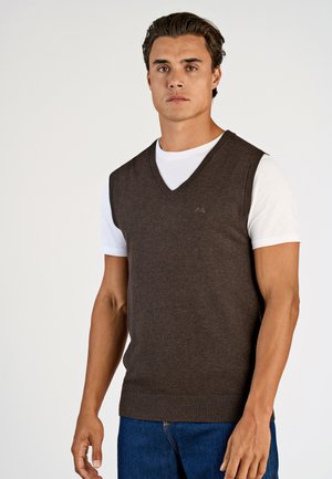 SLIPOVER - Strickpullover - dk brown mel