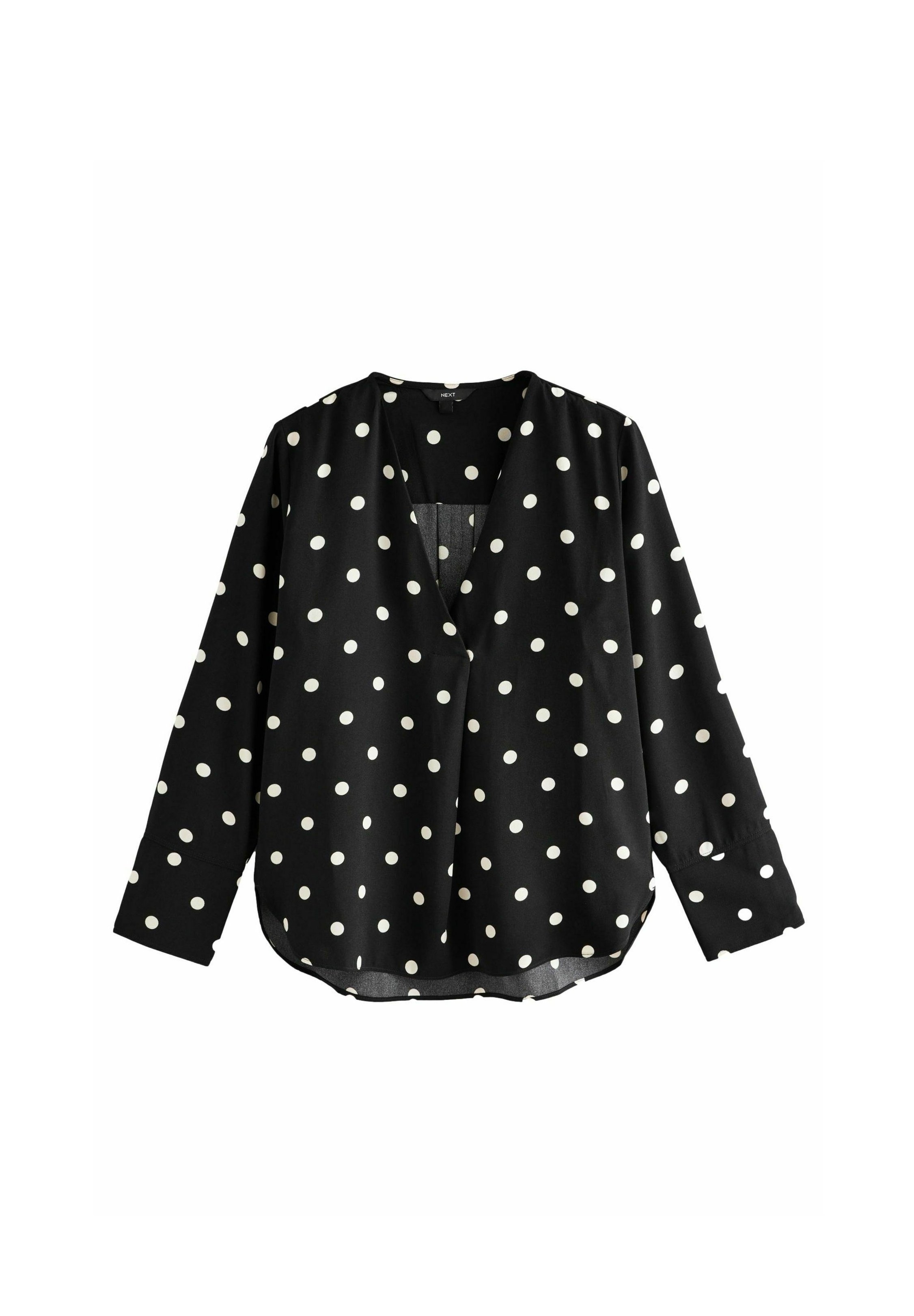 black and white spot blouse