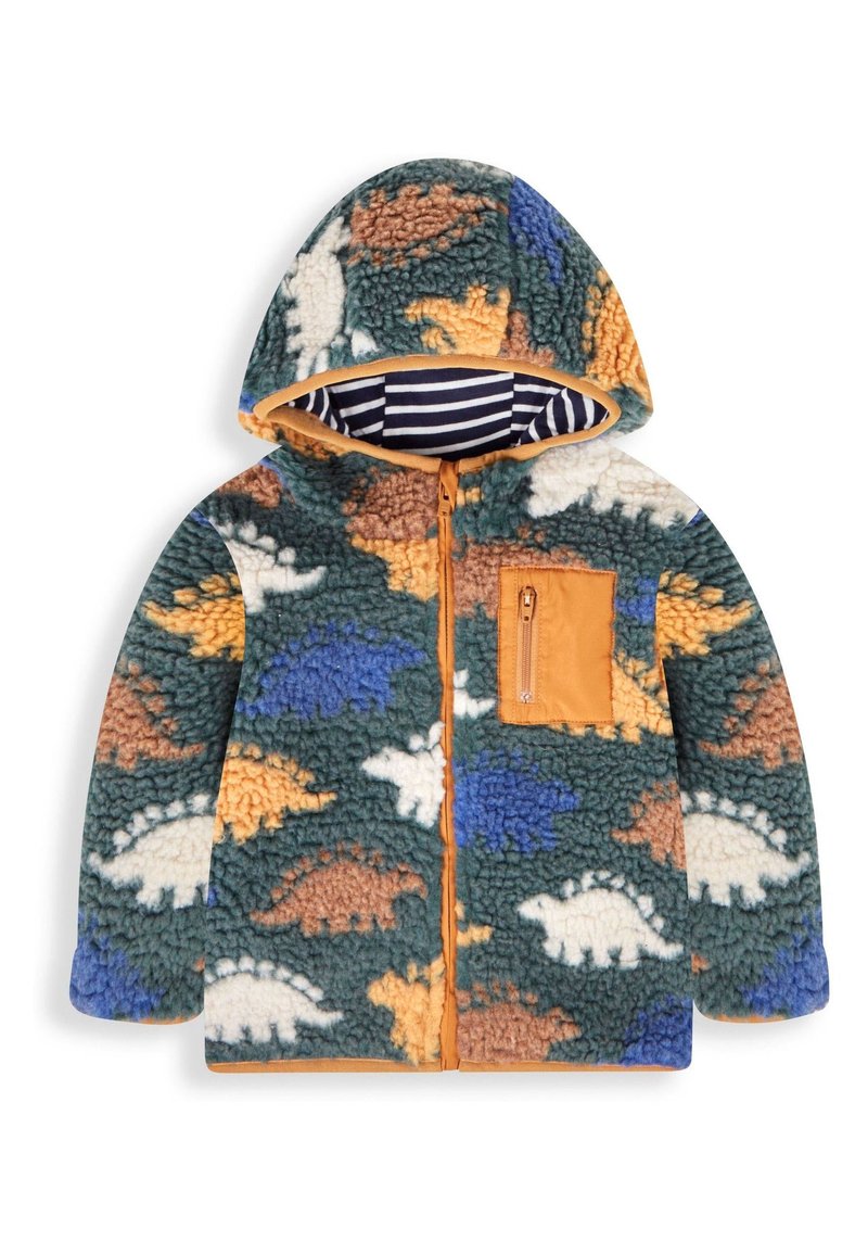 JoJo Maman Bébé BORG HOOD - Polárdzseki - khaki green stegosaurus
