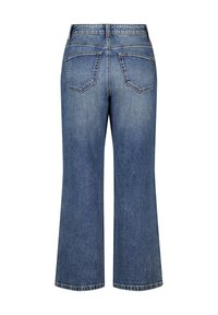 Spijkerbroek in lichtblauwe was, met een wijde pijpdesign, vijf zakken en contrasterende stiksels langs de taille en de zoom.