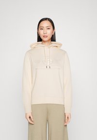 GANT - TONAL SHIELD HOODIE - Huppari - off-white Pienoiskuva 1