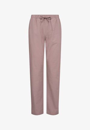 Pantaloni del pigiama rosa chiaro con vita elasticizzata e coulisse regolabile. Tessuto testurizzato con un motivo sottile. Design con gamba dritta.