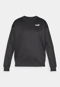 Felpa nera realizzata in tessuto liscio, con colletto rotondo e maniche lunghe. Include un logo Puma bianco sul petto.