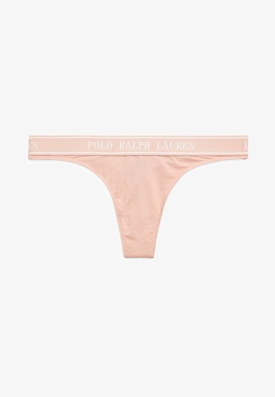 Rozā string veida apakšbikses ar mīkstu tekstūru, ar platām jostasvītrām, kas uzdrukāta ar "POLO RALPH LAUREN" baltā krāsā. Standarta trīsstūra griezums.