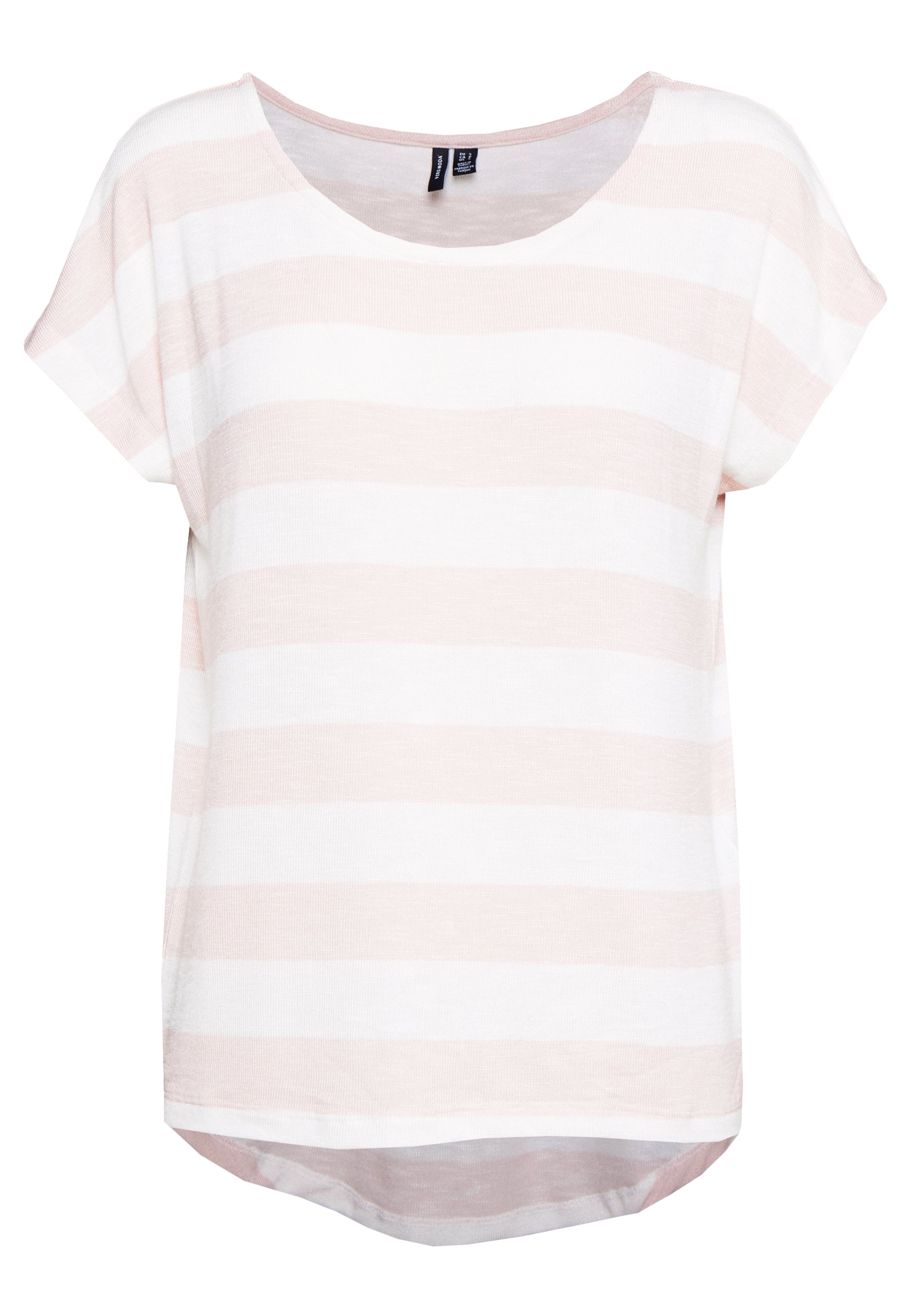 VERO MODA Vmwide Stripe S/L Top Ga Noos, T-Shirt Donna, Goji Berry/Stripes: Bianco Neve, XS