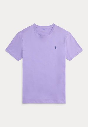 Lavender short-sleeve crew neck T-shirt with small navy blue Polo Ralph Lauren logo on left chest.