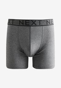 Grijze boxershorts met een zwarte tailleband met logo, voorzien van een aansluitend ontwerp en zachte, rekbare stof. Geen zichtbare patronen of accenten.