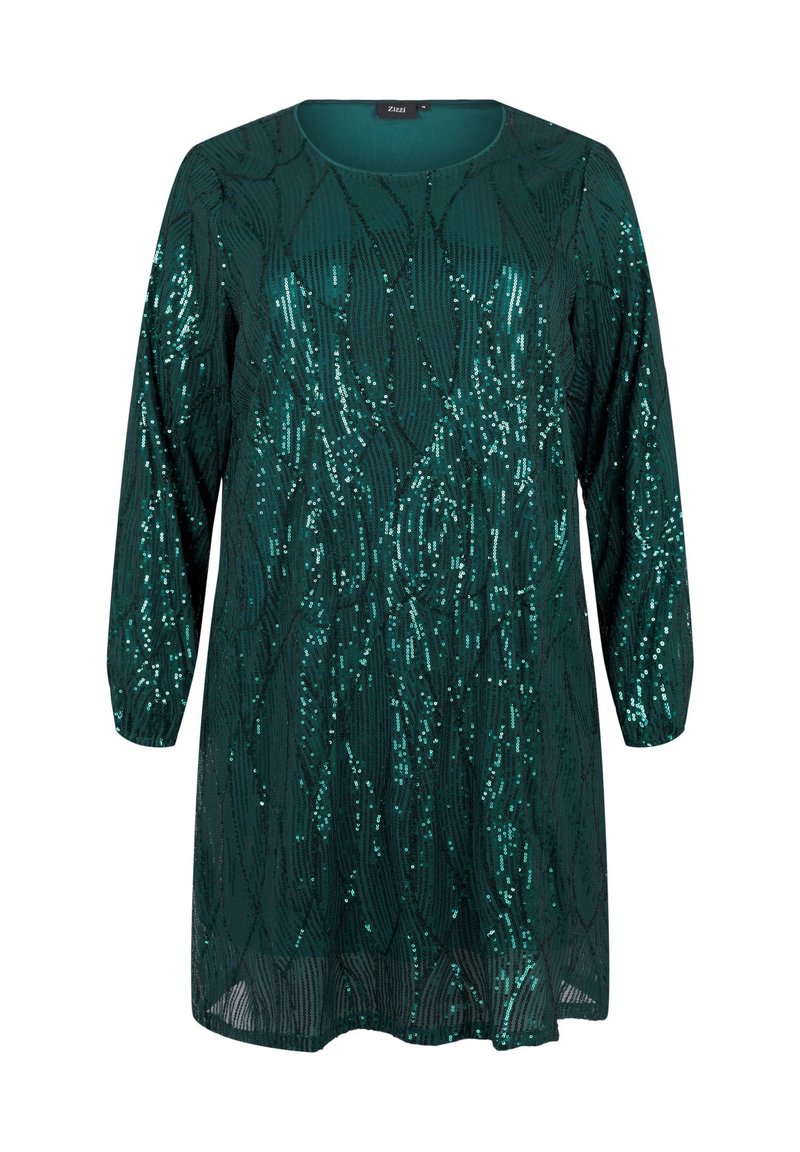 Zizzi LANGRMLIGES PAILLETTEN MIT MUSTER - Cocktail dress / Party dress -  rain forest/green - Zalando.ie