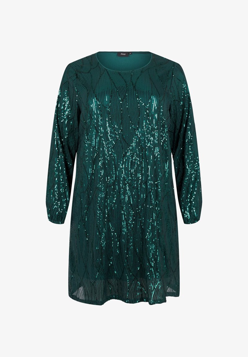 Zizzi LANGRMLIGES PAILLETTEN MIT MUSTER - Cocktail dress / Party dress - rain forest/green - Zalando.ie Zizzi LANGRMLIGES PAILLETTEN MIT MUSTER - Cocktail dress / Party dress - rain forest/green - Zalando.ie