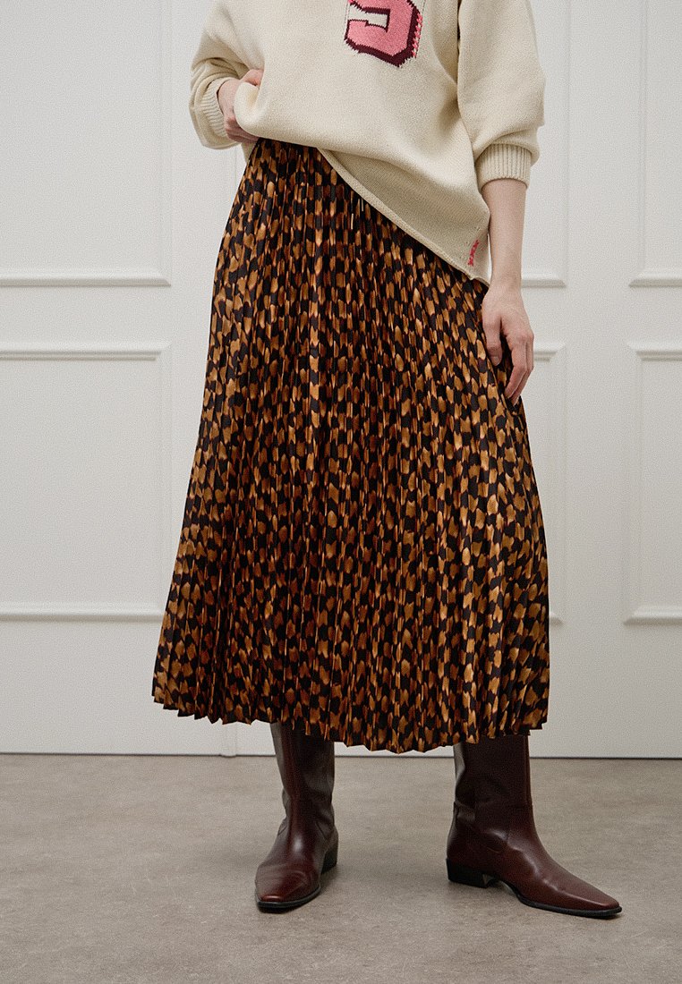 Scotch & Soda Plooirok bruin Scotch & Soda Plooirok bruin