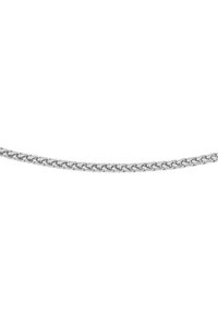 Kettengliederkette in Silberfarbe mit ineinandergreifenden Gliedern in einem geflochtenen Design, glatter Oberfläche und polierter Anmutung.