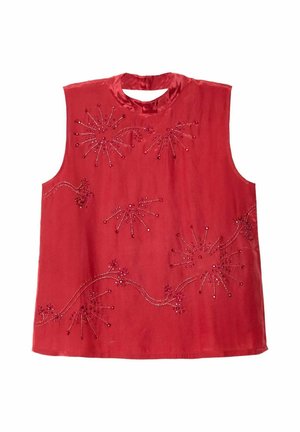 THE-ARE, BLUSA SIN MANGAS CON TEJIDO BORDADO CON ABALORIOS DE MUJER - Blusa - terracota