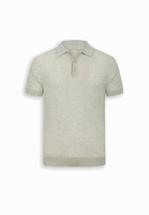 Polo a maniche corte in maglia grigio chiaro con colletto e tre bottoni, tessuto strutturato e polsini e bordo a coste.