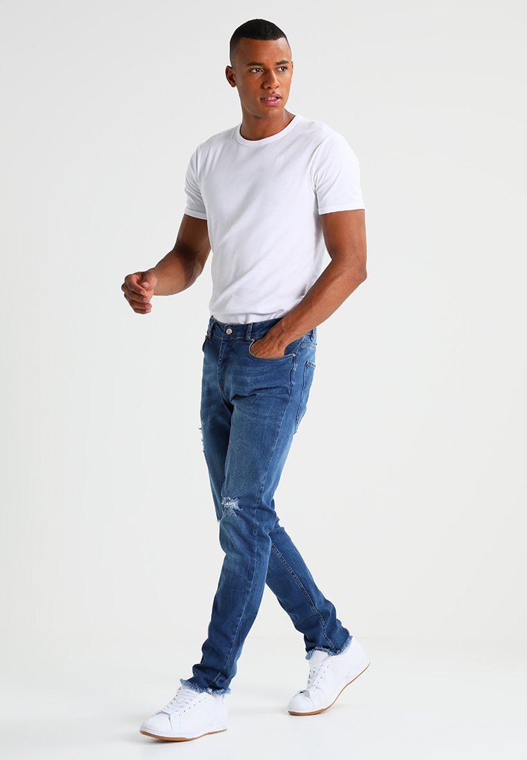 donkerblauwe g-star raw t-shirt slim base r t s / s