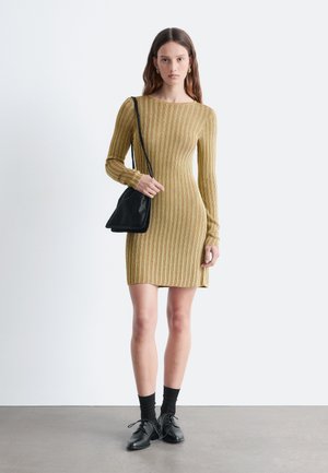 LONG-SLEEVE - MINI - Jumper dress - gold-coloured