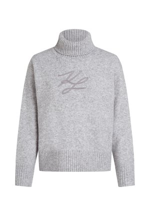 KARL LAGERFELD, SOUTACHE TURTLENECK SWEATER - Πουλόβερ - light grey melange