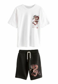 Next RELAXED FIT GRAPHIC SHORT SLEEVE SET  - Treningo apatinė dalis - white black dragon