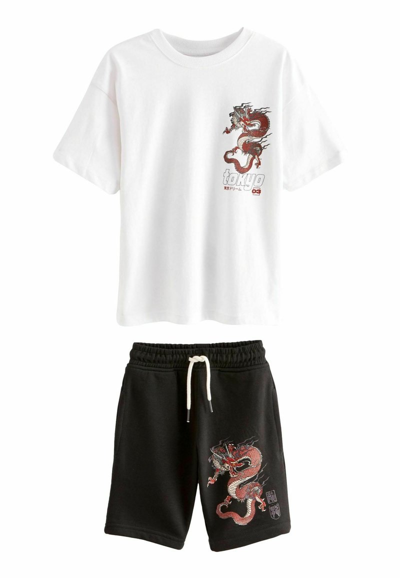 Next RELAXED FIT GRAPHIC SHORT SLEEVE SET  - Treningo apatinė dalis - white black dragon