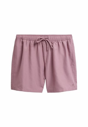 Rosa Shorts mit elastischem Taillenbund und Kordelzug. Verfügt über zwei Seitentaschen und ein kleines Logo am Saum. Glatte Textur.