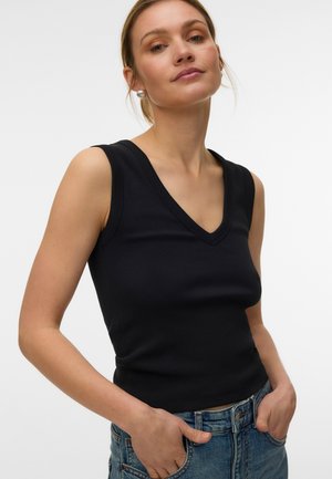Vero Moda, VMCHLOE SHORT DEEP V-NECK TOP JRS NOOS - Top - black