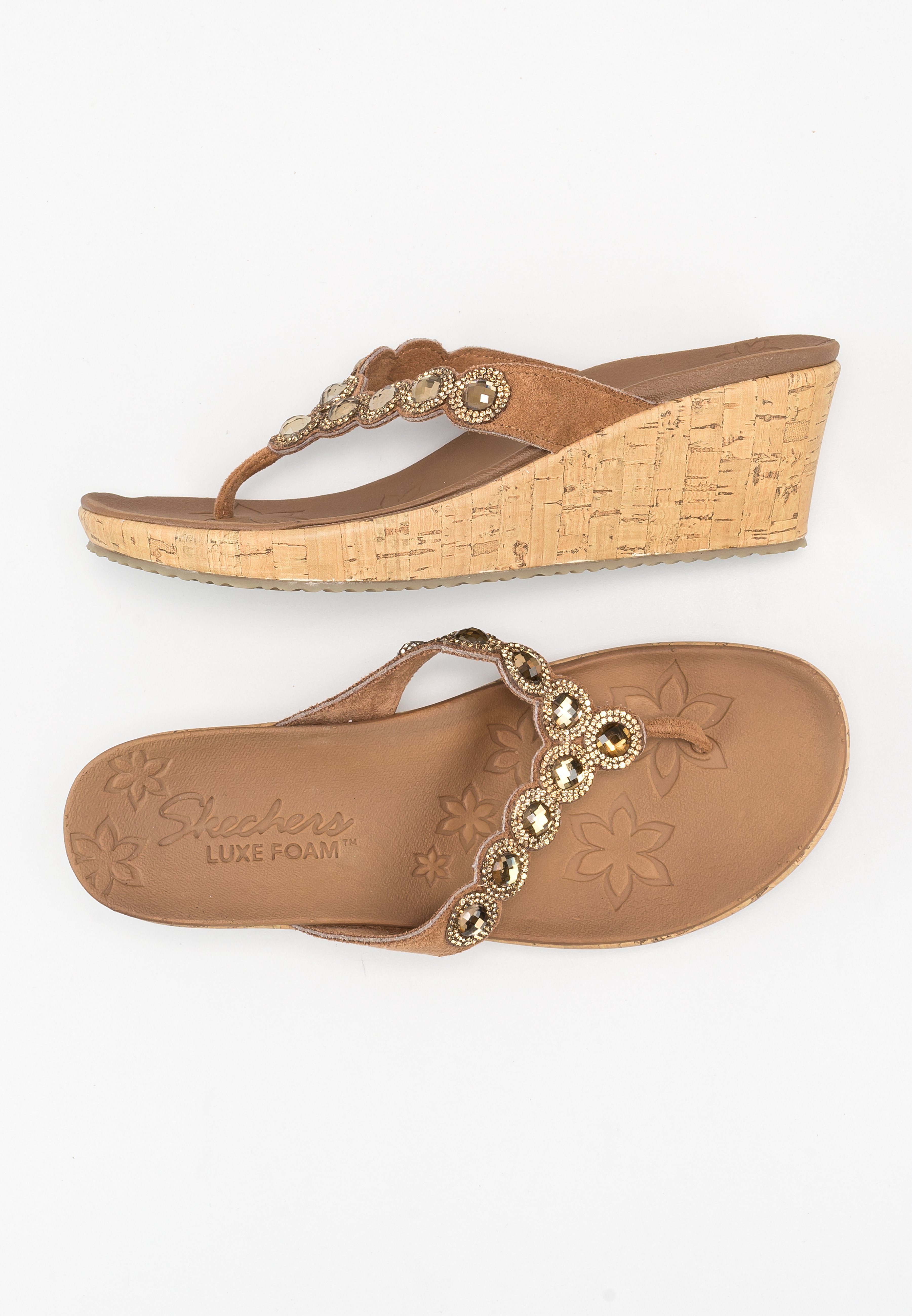 Skechers Sandalias de dedo - gold/dorado - Zalando.es
