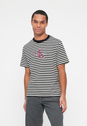 STRIPE MONOLOGO - T-shirt imprimé - black
