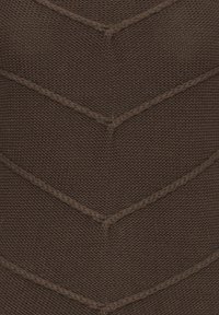 Brown knitted textile featuring a chevron pattern with textured lines. The material appears sturdy and slightly coarse.