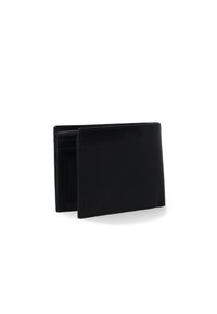 Sort læderpung med glat tekstur, bifold-design, flere kortlommer og en valgfri ID-lomme. Enkel og funktionel.