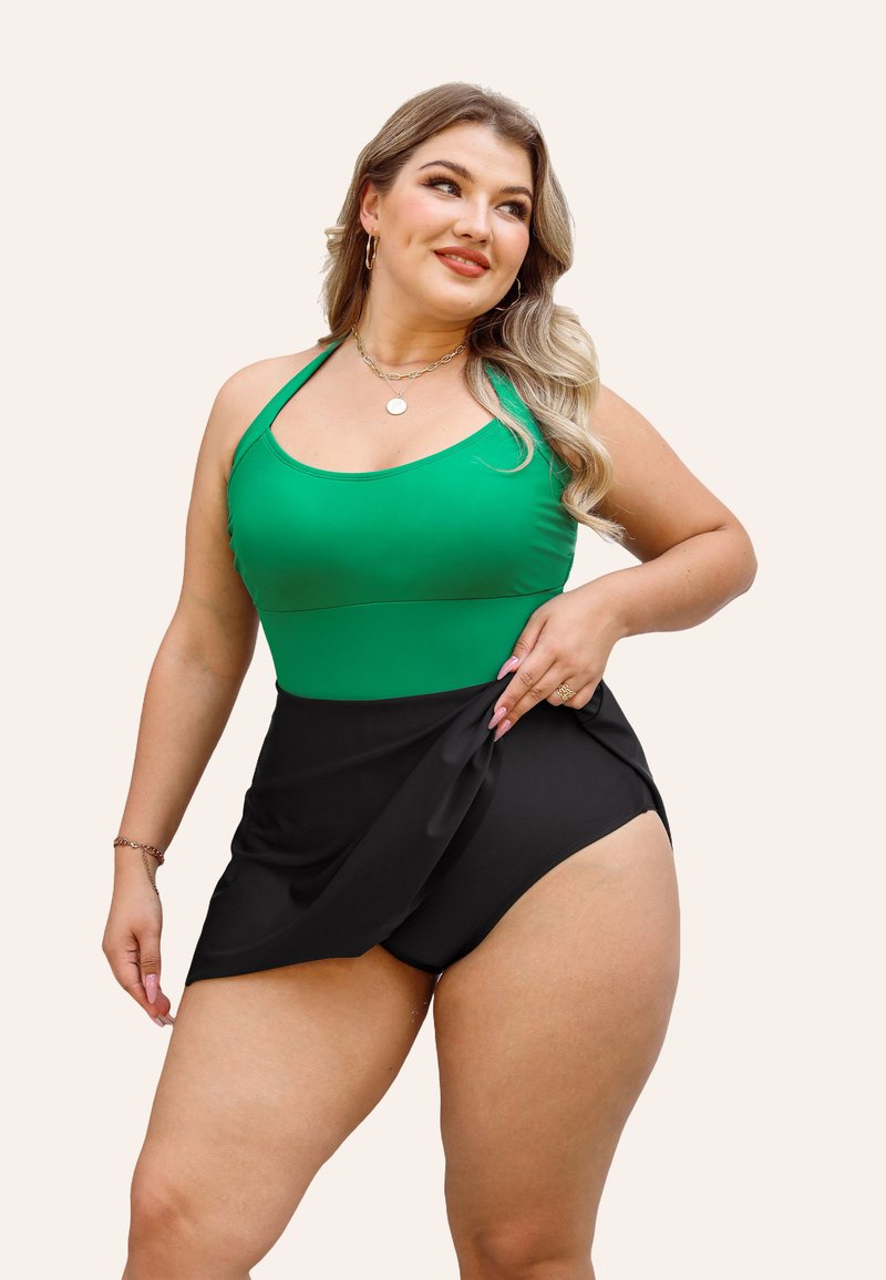 Cupshe HALTER CONTRAST - Complementos de playa - evergreen black