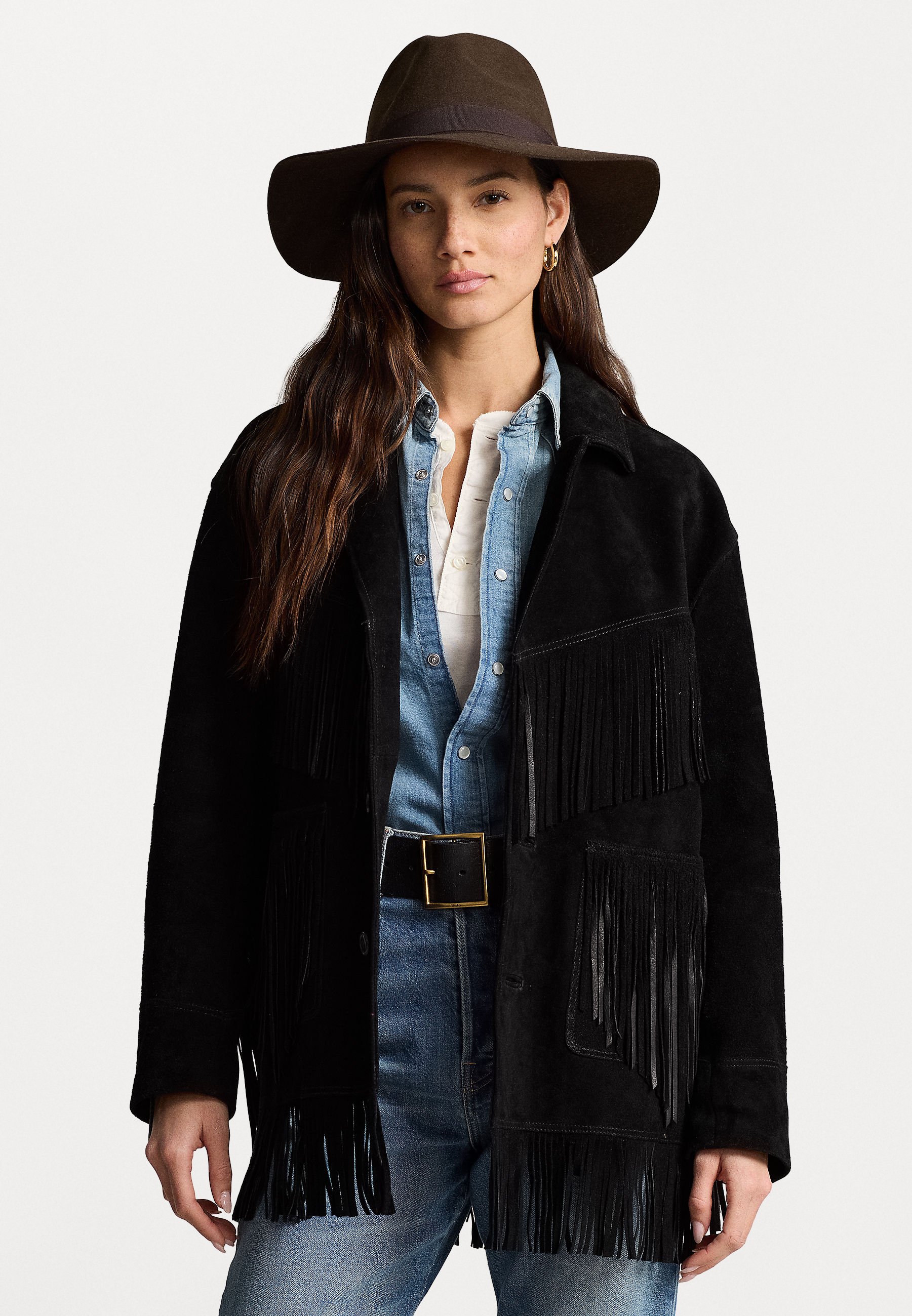 Polo Ralph Lauren FRINGE SUEDE WESTERN JACKET - Leather jacket 