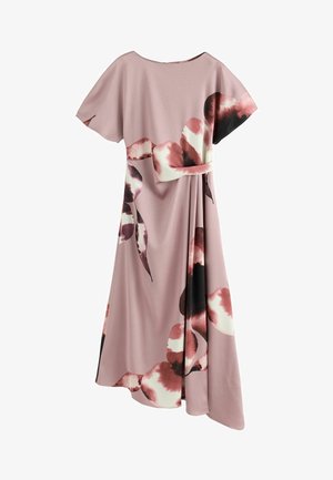 Next, TEXTURED SATIN SHORT SLEEVE SIDE HITCH MIDI DRESS - Maxikleid - pink floral print