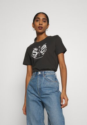 HATTIE MIRRORED DRAGONS TEE - Print T-shirt - 801 - anthracite