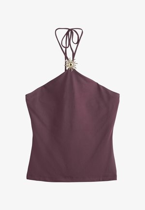 Next, REGULAR FIT - SOFT TOUCH SLINKY SLEEVELESS HALTER NECK HARDWARE TOP . - Top - wine